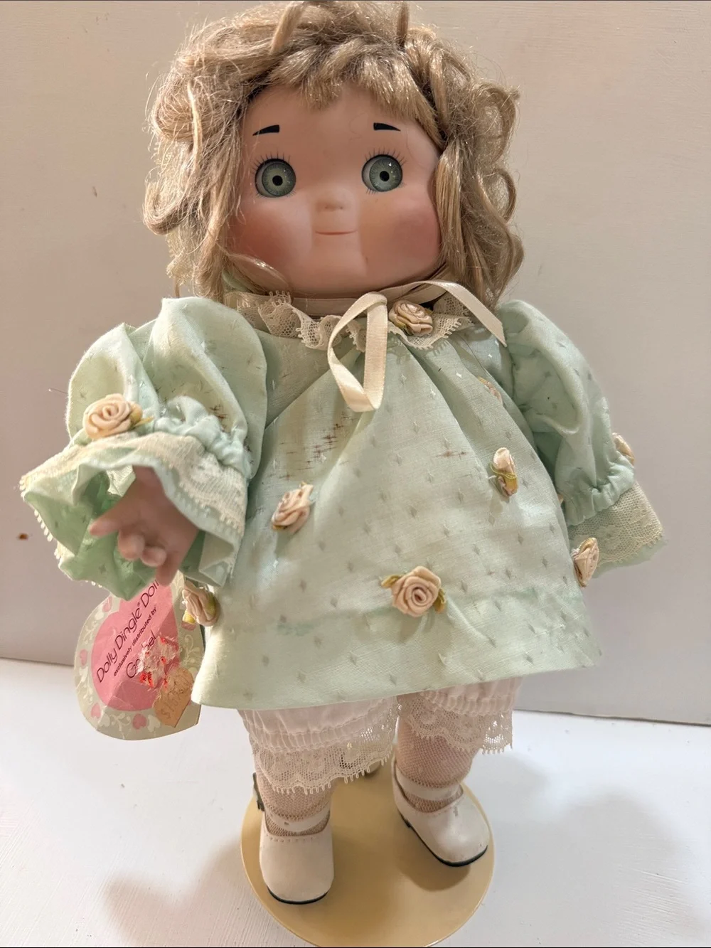 Goebel Collector Porcelain Doll Dolly Dingle Musical with Tag & a Stand 1989